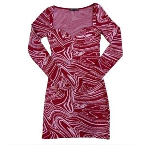 ZARA Red / White Jacquard Knit Dress | Size Small